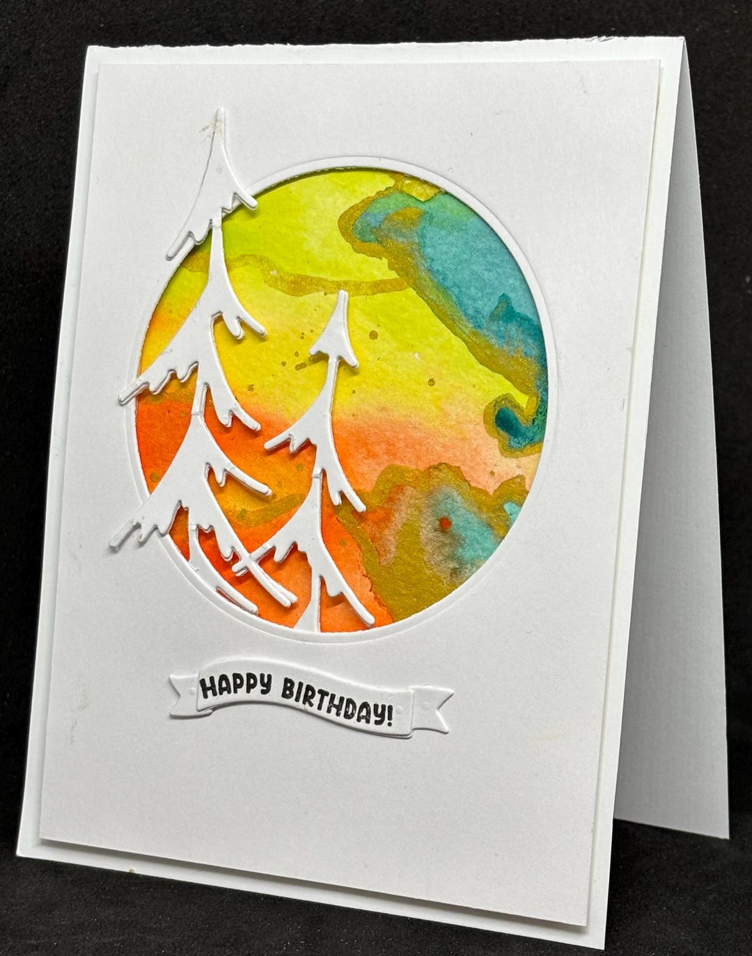 Watercolor Handmade Birthday Card With Trees - Etsy