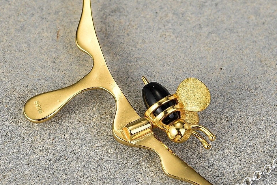 Honey Bee Necklace Real 925 Sterling Silver Handmade Fine | Etsy