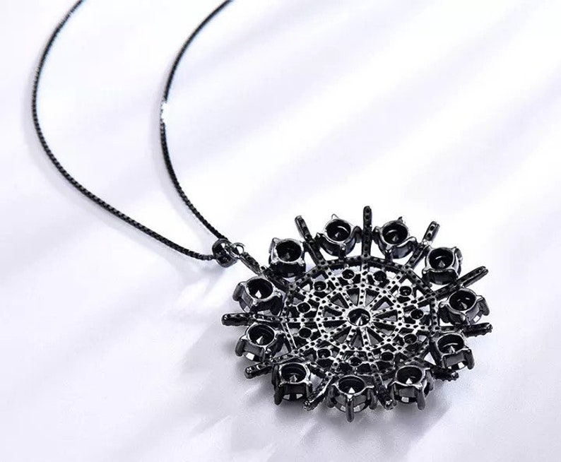 Gift For Her Natural Gemstone Necklace And Ring 925 Sterling Genuine Silver Black Spinel Jewelry Set Anniversary Gift