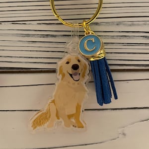 Golden Retriever Dog Keychain with Tassel ***Customizable***