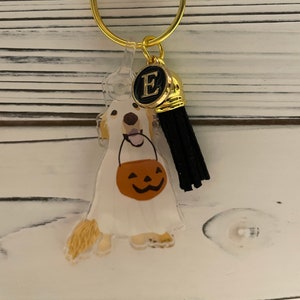 Halloween Golden Retriever Dog Keychain with Tassel ***Customizable***