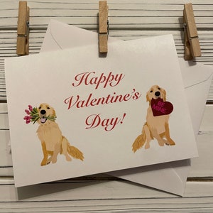 Happy Valentine's Day Golden Retriever Card-Valentine's Day Card Golden Retriever