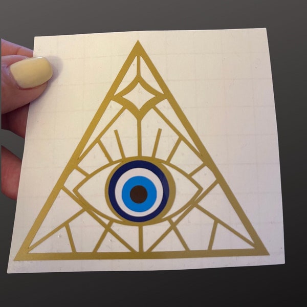 Triangle With Evil Eye Decal, Evil Eye Vinyl Decals, Car Decal, Window Decal, Peace Decals