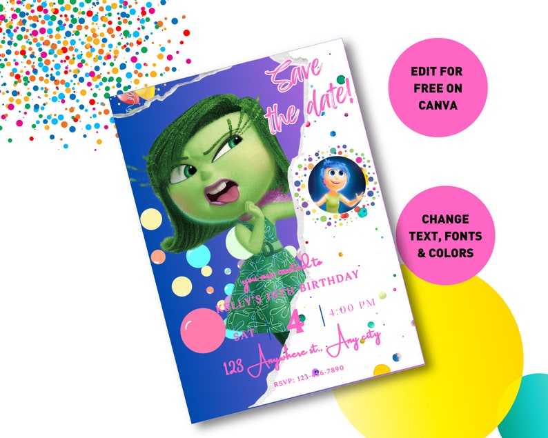 Digital Inside Out 2 Birthday Invitation, Printable Inside Out Birthday Digital Inside Out 2 Birthday Invitation, Printable Inside Out Birthday