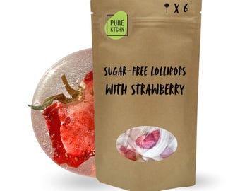 Sugar-Free Strawberry Lollipops | Vegan Isomalt Candy (6 Pack)
