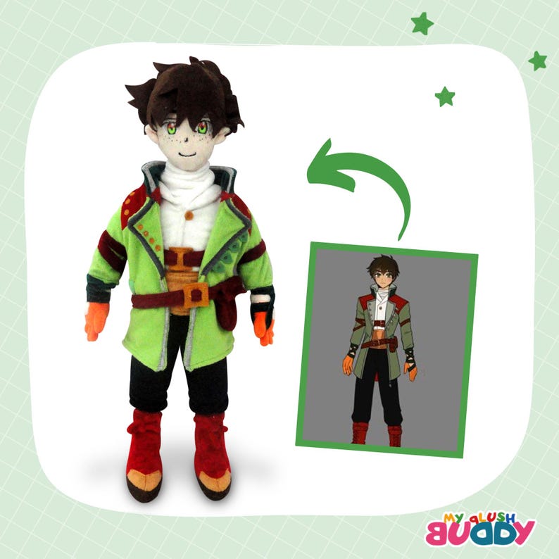 Stuffed animal made from anime drawing – anime plush and personalized gift.