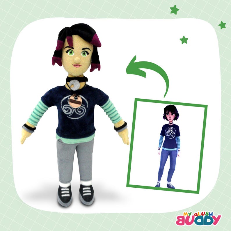 Anime-style plush with casual clothes – personalized plush gift for him.