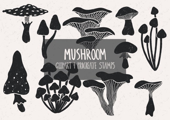 Mushroom clipart and procreate stamps . Vegetarian food . Nature collage sheet . Collage bundle . Procreate brushes . Sublimation designs .