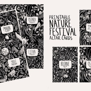 Printable nature festivals, altar cards, modern witch supplies, pagan holidays, altar decorations, spiritual art
