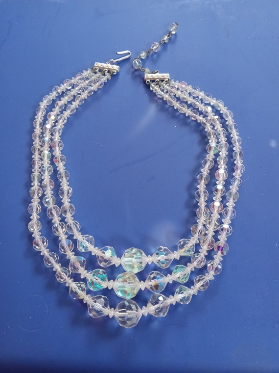 Beautiful vintage Aurora 3 strand necklace and br… - image 7