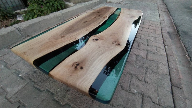 Green Walnut Epoxy Resin Table