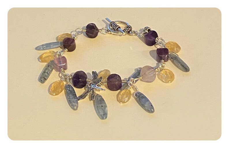 *kyanite* and *citrine* bracelet. Amethyst*