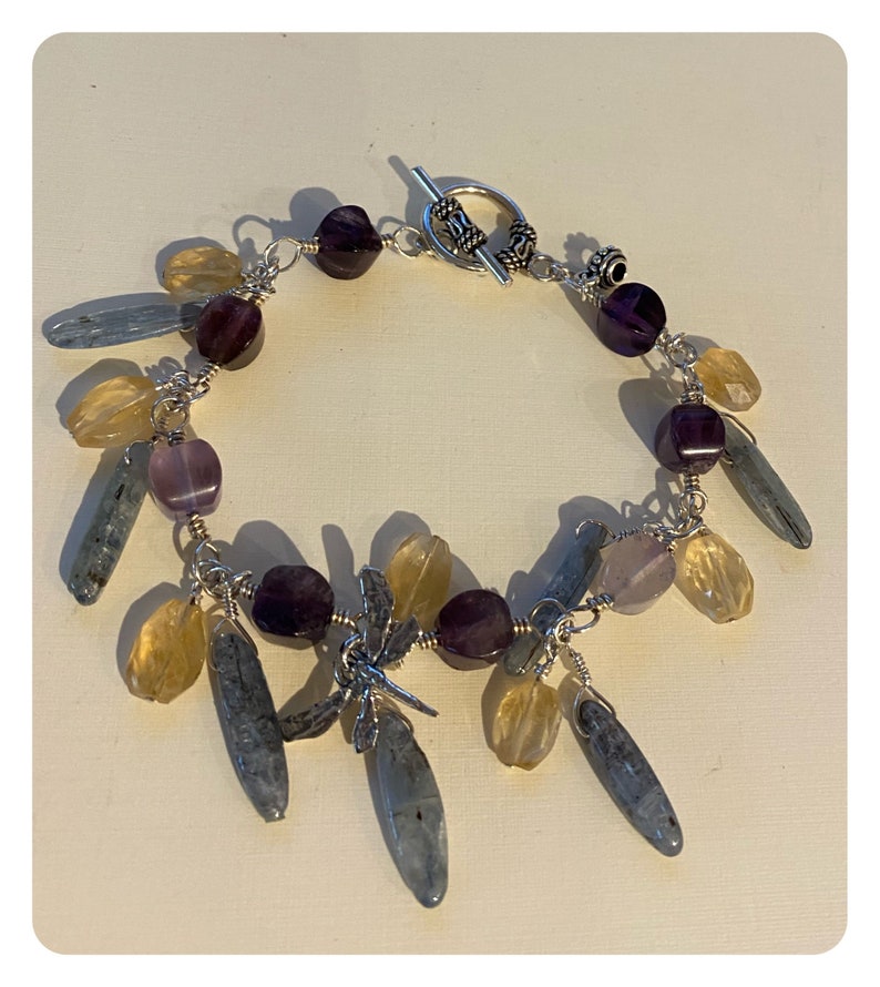 *kyanite* and *citrine* bracelet. Amethyst*