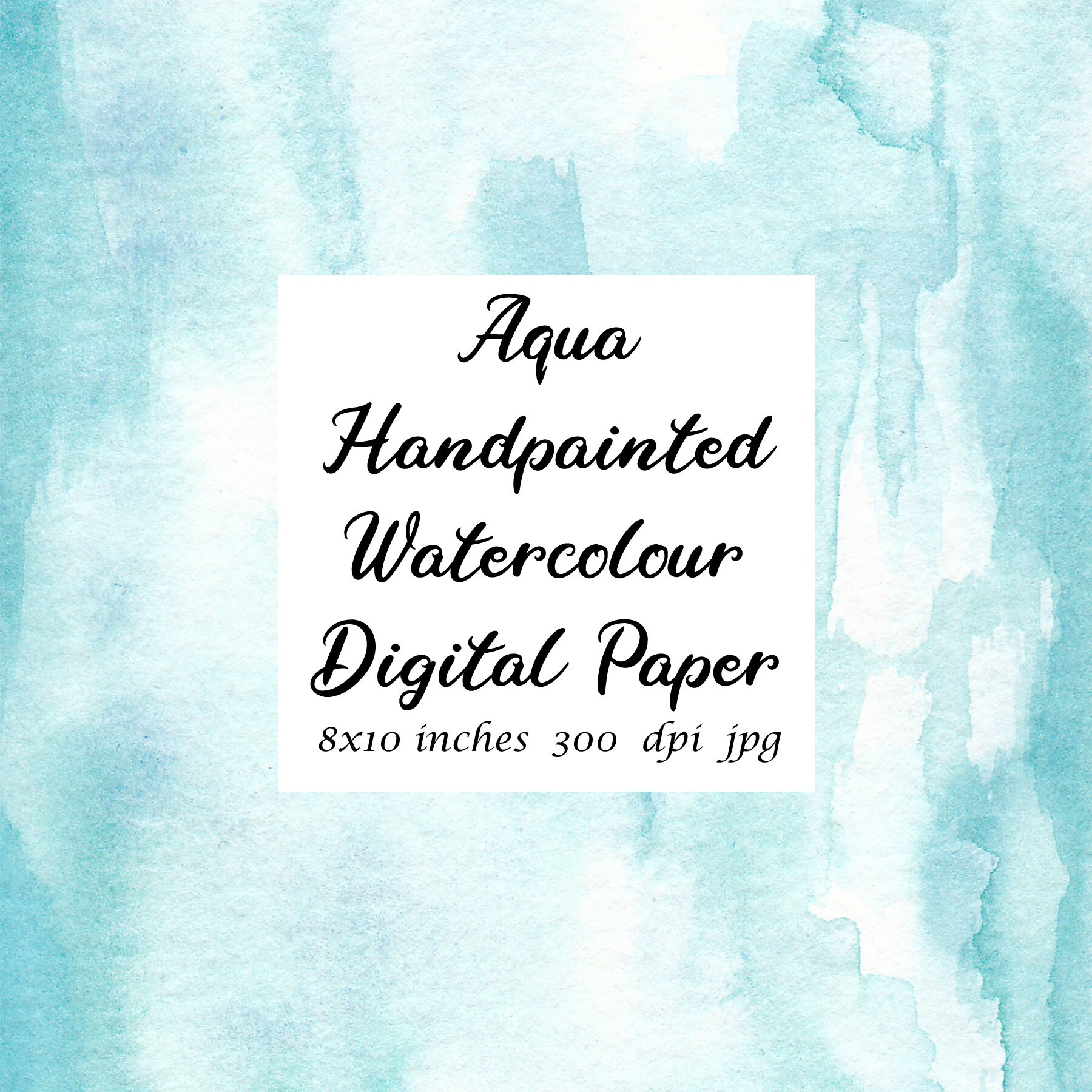 Aqua Light Teal Watercolour Background Hand Painted Digital | Etsy