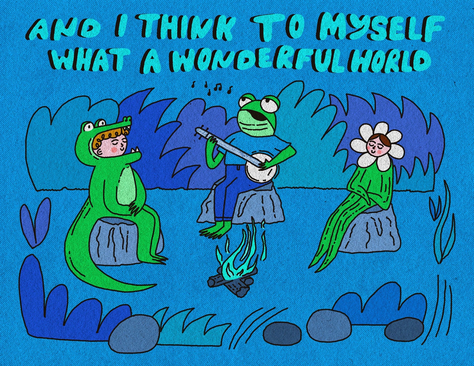 What a Wonderful World Large Original Illustrated print Etsy