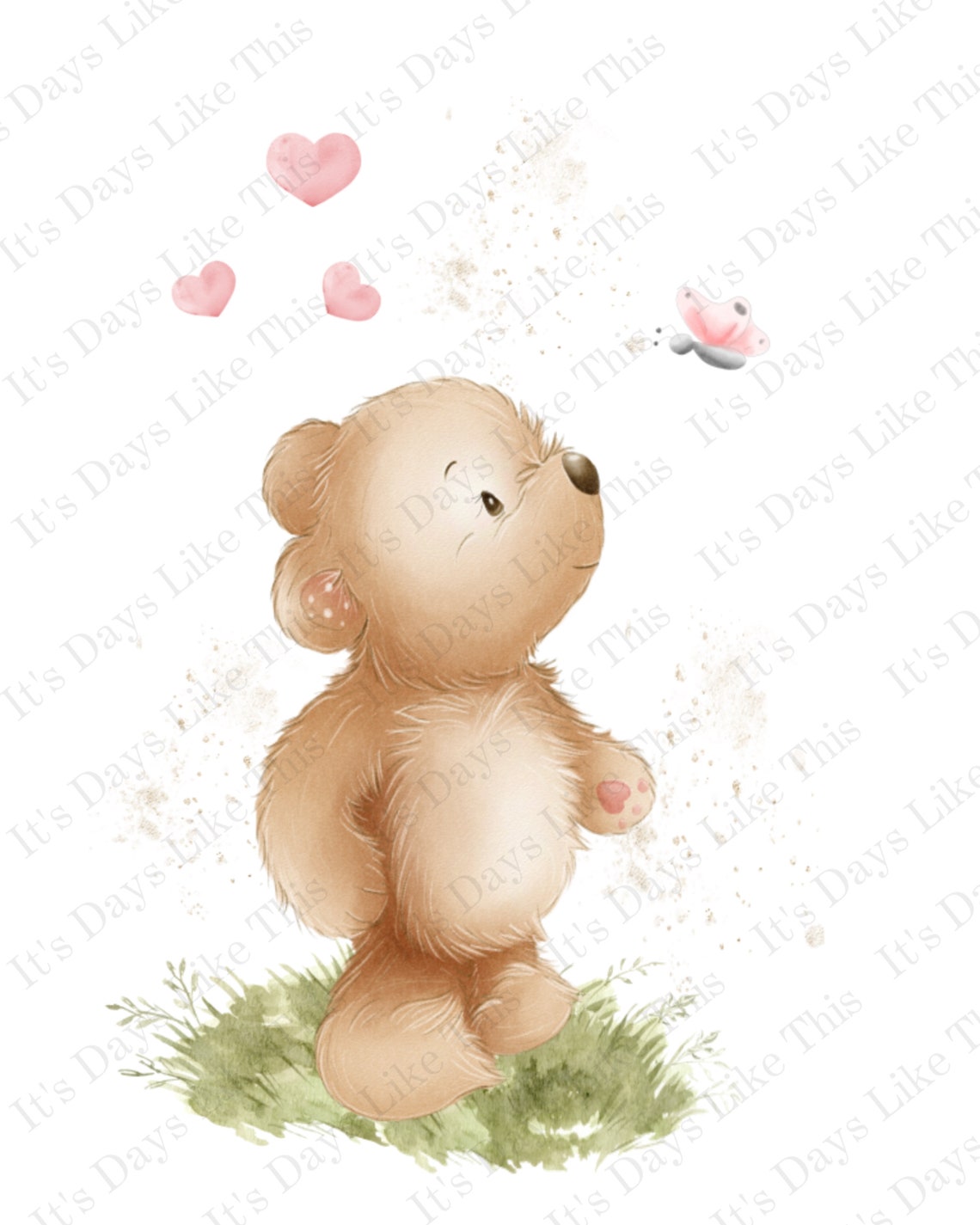 Teddy Bear and Butterfly Nursery Print Wall Print Wall Art Etsy