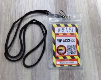 Area 51 VIP Pass,  Area 51 ID Card, Area 51 Access card with Lanyard, Humorous Area 51 ID Card, Area 51  Badge