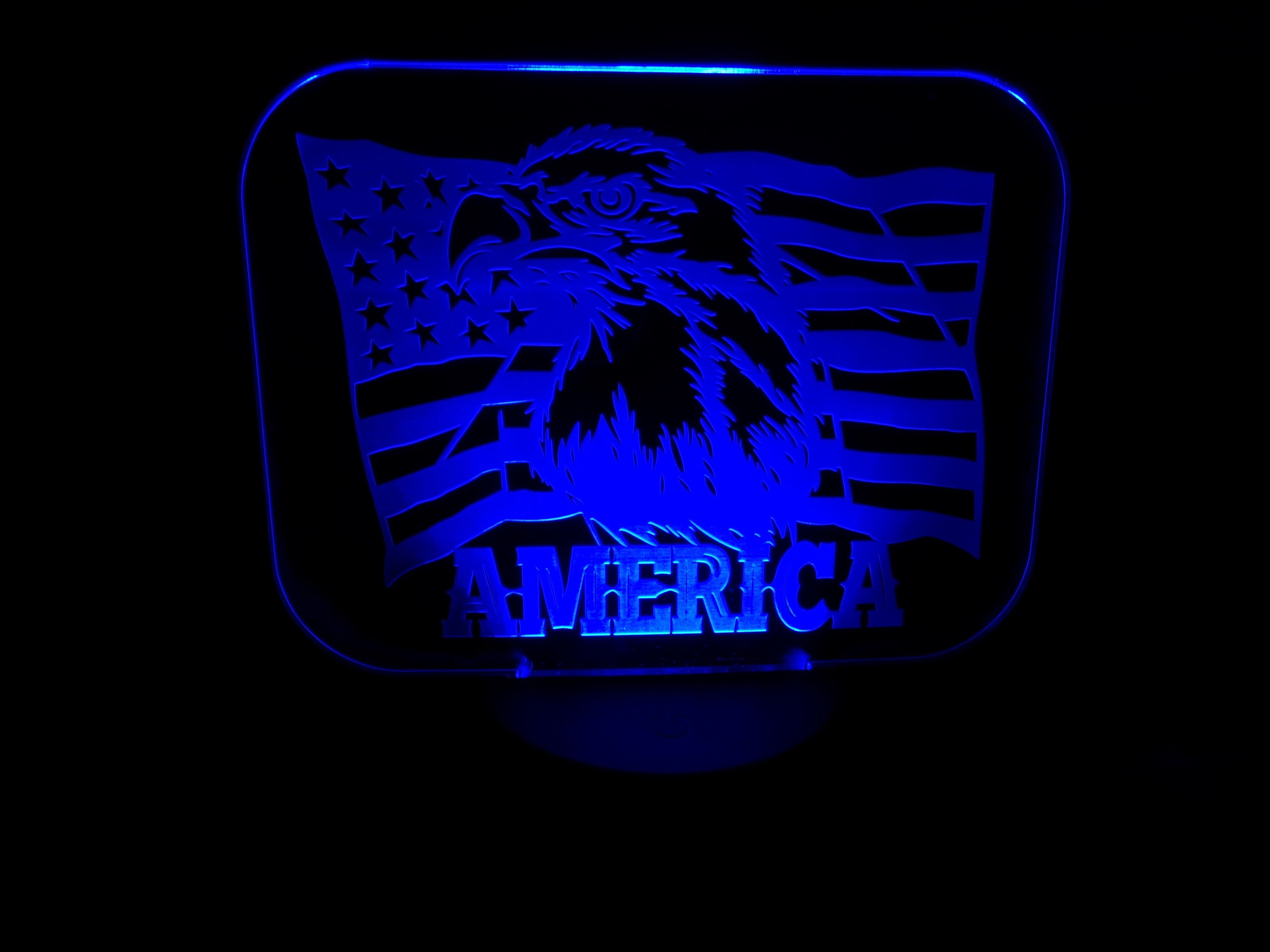 LED 3D Laser Engraved All American Light, American Night Light, American Flag Light, USA Light