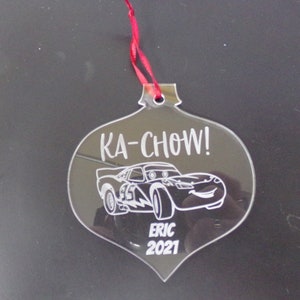 Personalized Lightning McQueen Ornament, Ka Chow Ornament, Cars Ornament