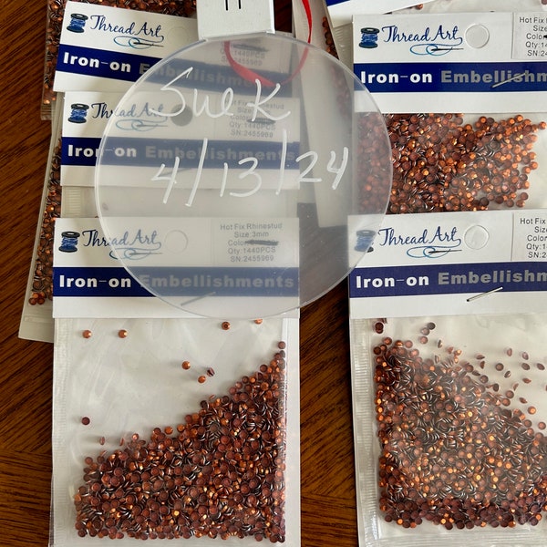 3mm Iron-On Rhinestuds, Various quantities of each color