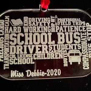 Custom Made Laser Engraved Personalized Bus Driver Christmas Ornament, Bus Ornament