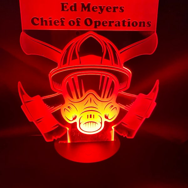 Custom Made Personalized Laser Light - Nightlight or accent piece - for Firefighters and Fireman