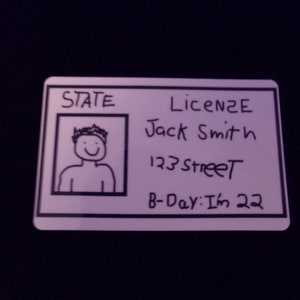 humorous fake ID card, fake ID card, humorous state ID, wallet id  card