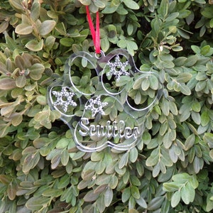 Personalized Laser Cut Acrylic Ornament for Cats and Dogs, Dog Paw Ornament, Cat Paw Ornament