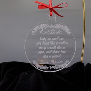 Personalized Custom Made Christmas Ornament for Aunt, Aunt Ornament