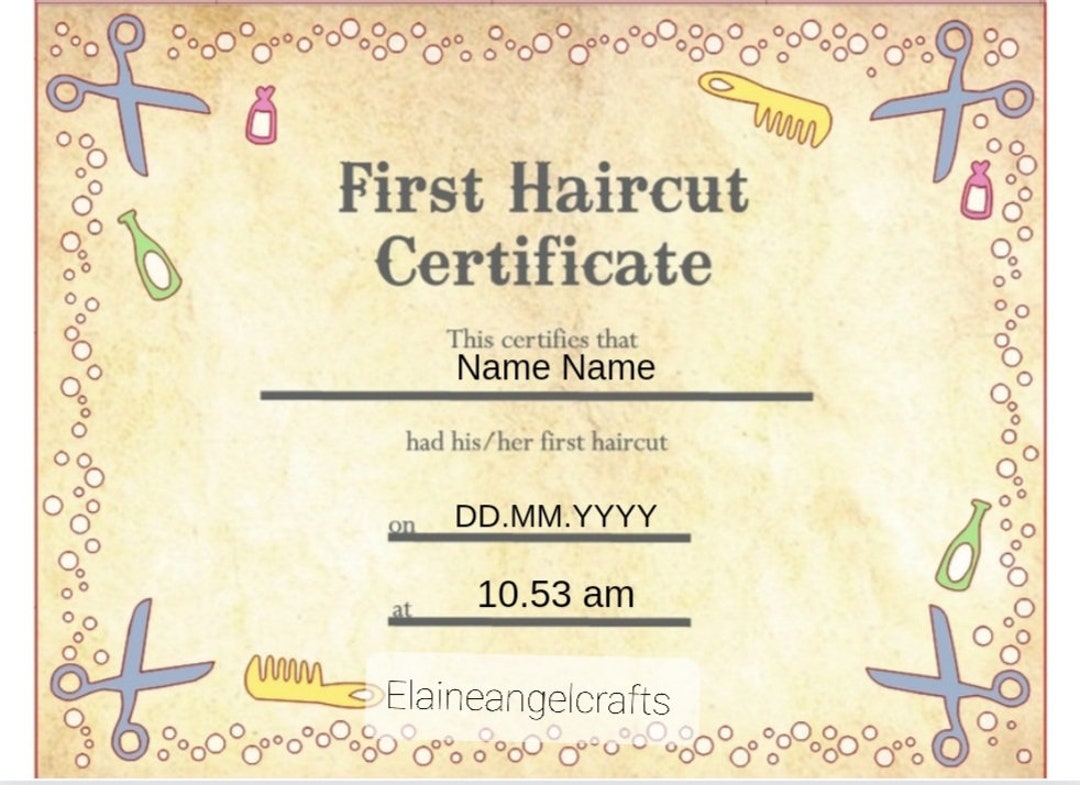 First Haircut Certificate Printable Template Download Canva Special