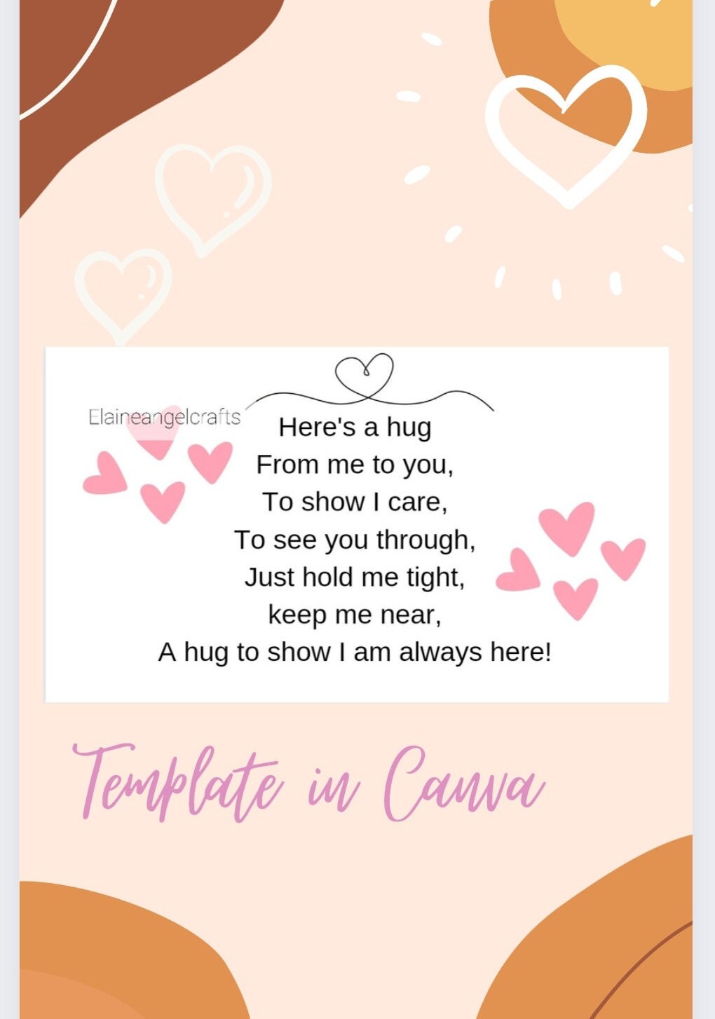 Here's a Hug From Me to You Template Design Canva Print off Pocket Hug ...