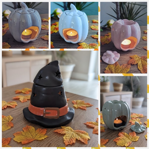 Pumpkin / Witch Hat Ceramic Oil / Wax Warmer Burner Halloween Decoration / Halloween Scents / Boo Wax Melts / Spooky / Tealight / Gift / Her