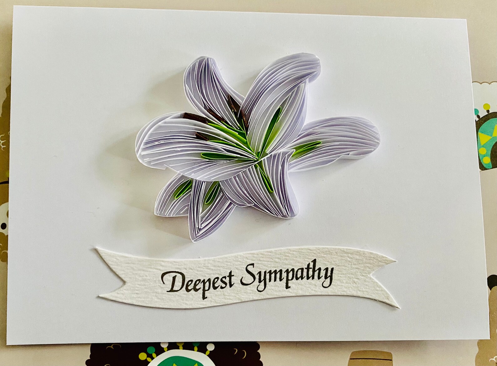 Handmade Quilled deepest sympathy card Lily Etsy