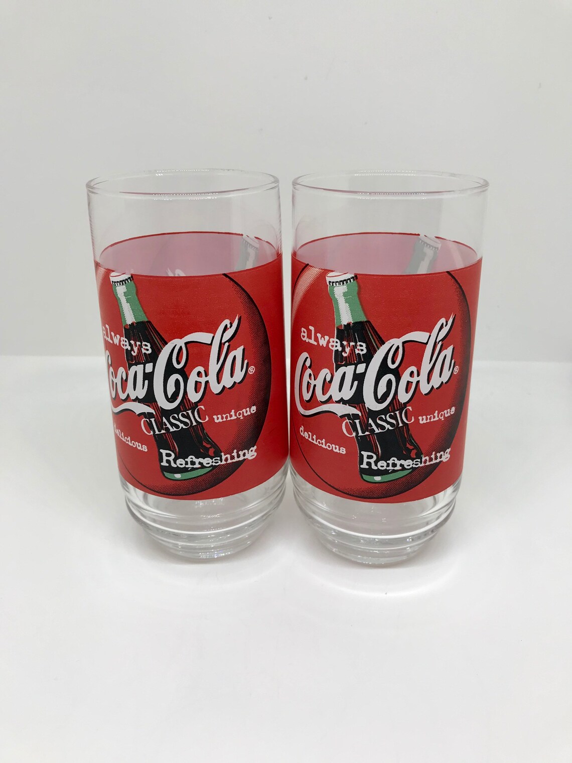 Always Cocacola Classic Coke Glass English & French Etsy