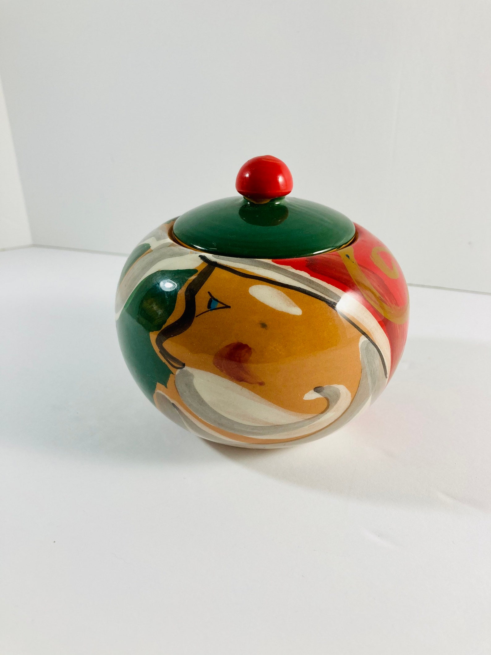 Zrike Jolly St Nick Sugar Bowl Italian Pottery Christmas Etsy