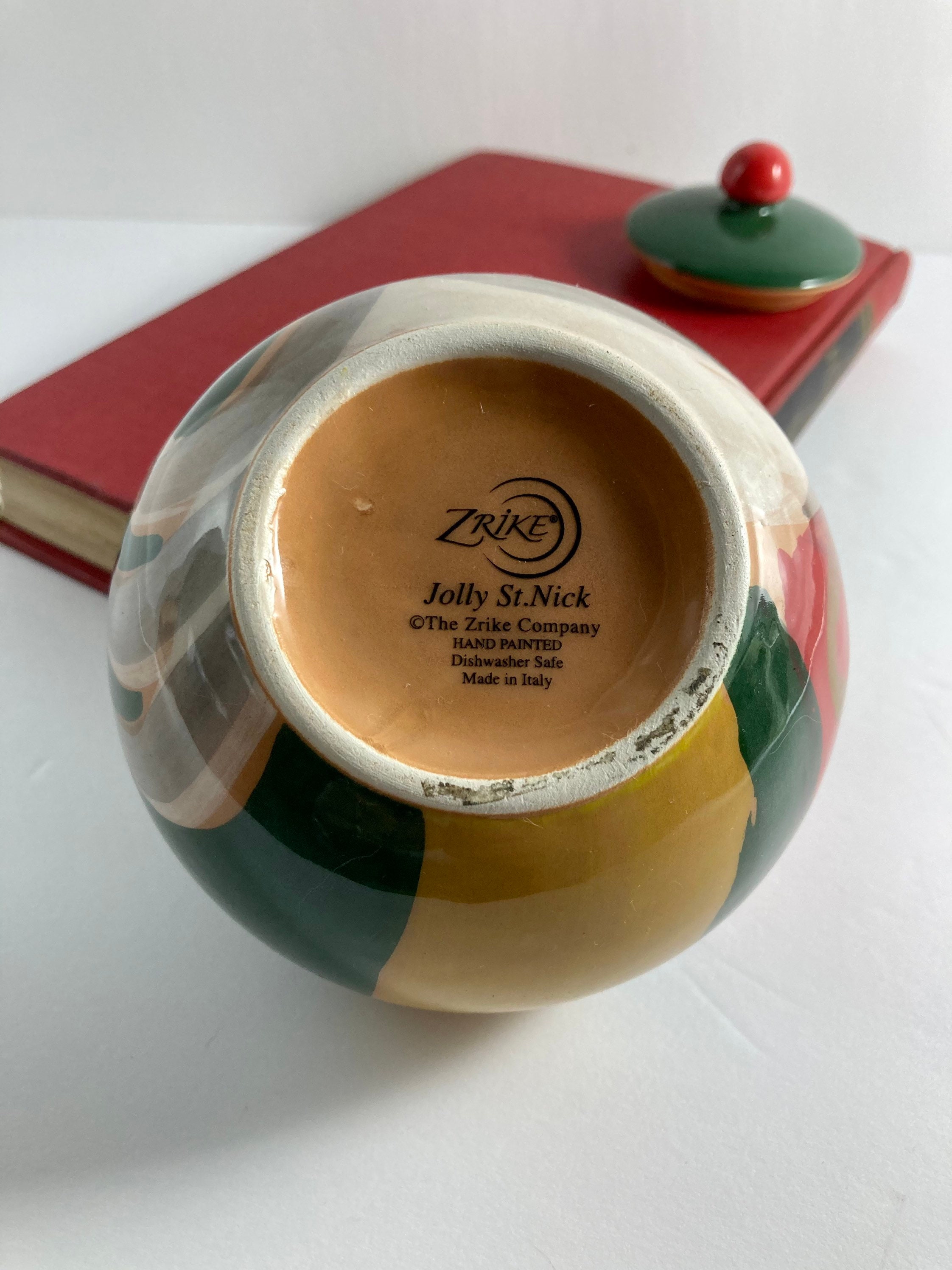 Zrike Jolly St Nick Sugar Bowl Italian Pottery Christmas Etsy