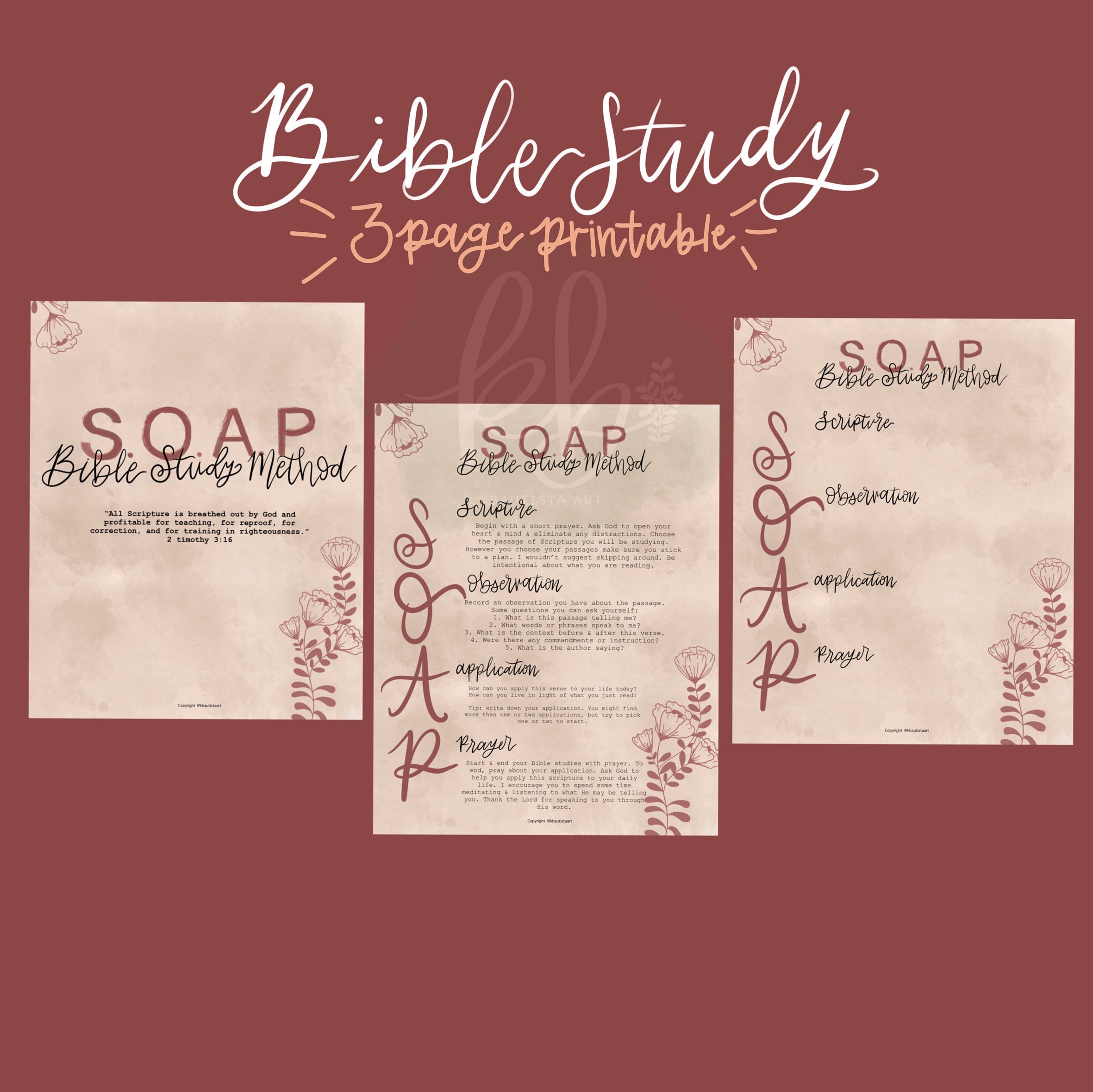 S.O.A.P Bible Study Method | Printable | INSTANT DOWNLOAD - Etsy