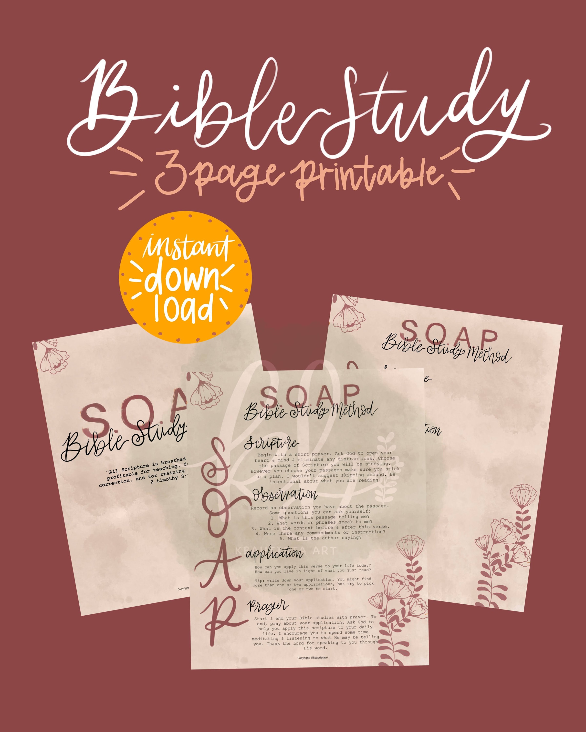 S.O.A.P Bible Study Method | Printable | INSTANT DOWNLOAD - Etsy