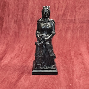 St Barbara, Patron Saint of Mines cast in resin - Made with Coal