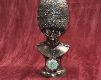 Scots Guards Bust | Cold Cast Bronze Military Sculpture | British Army Collectible | Handmade Statue