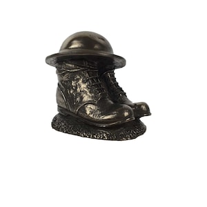 WW1 Tin hat and Boots - in cold cast Bronze