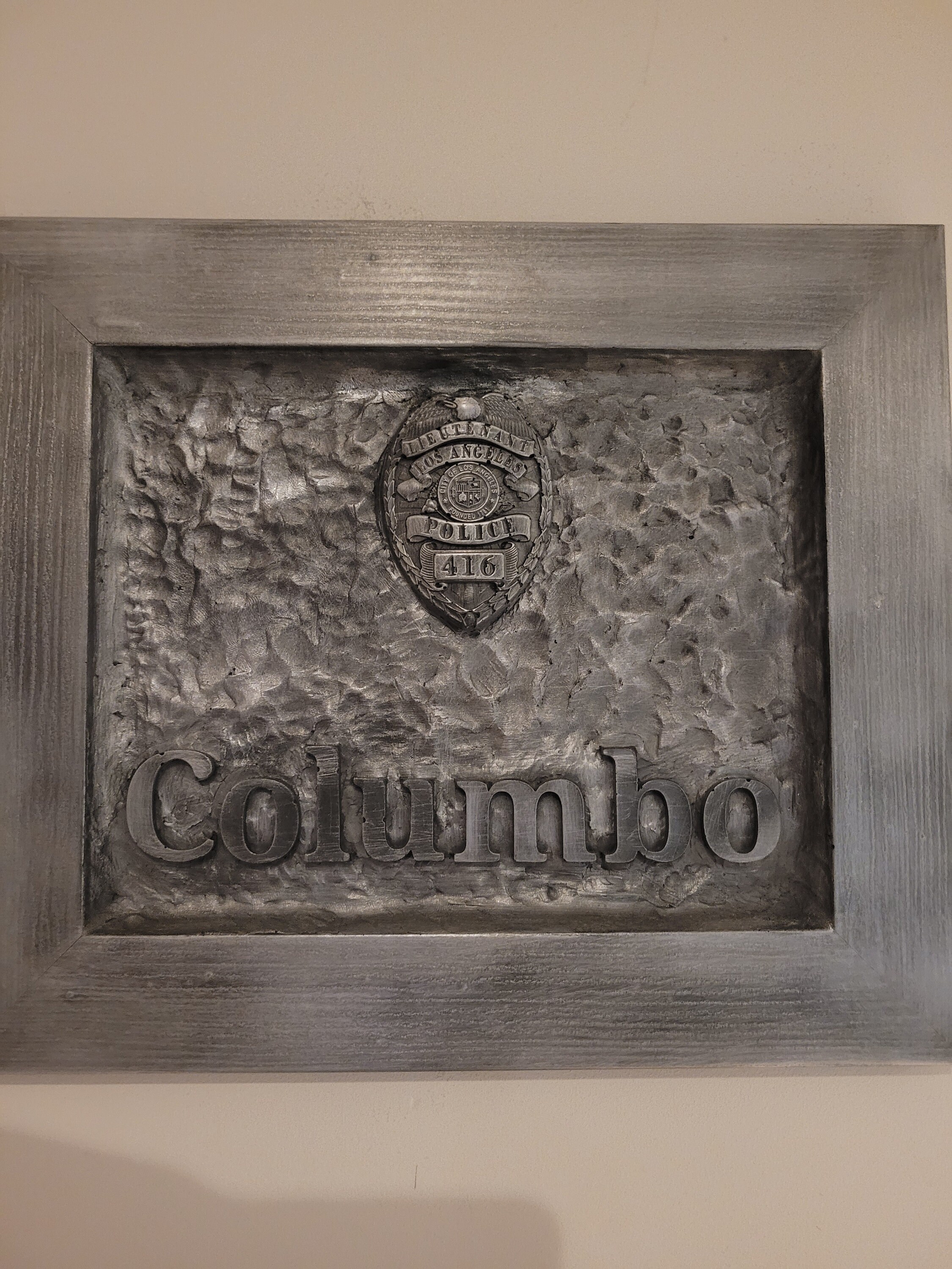 Lieutenant Columbo detective police badge plaque- LAPD cop law badge display