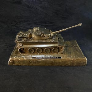 German Tiger Tank Model | Cold Cast Bronze Military Statue | WW2 Panzer Collectible | Handmade