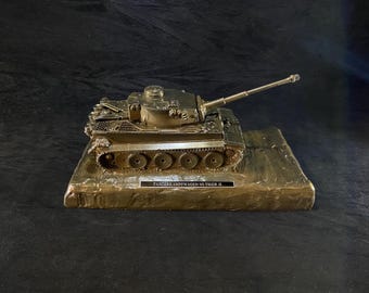 German Tiger Tank Model | Cold Cast Bronze Military Statue | WW2 Panzer Collectible | Handmade
