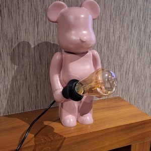 BearBrick Lamp - Resin cast with Vintage Edison Bulb: 35CM Tall