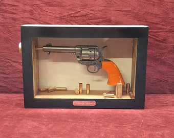 John Wayne True Grit Colt SAA Peacemaker Replica: Western Movie Prop with Display Frame