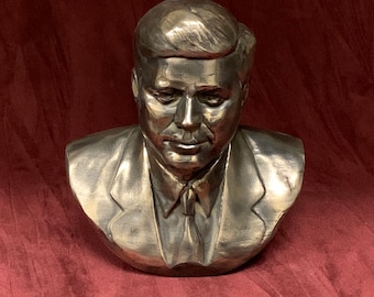 JFK Bust: Cold Cast Bronze & Marble Resin - 6"