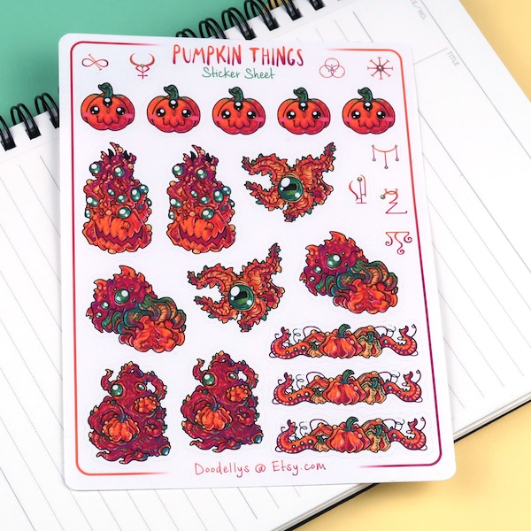 Pumpkin Things Planner Sticker Sheet - Small Pumpkin Stickers - Eldritch Pumpkin Patch