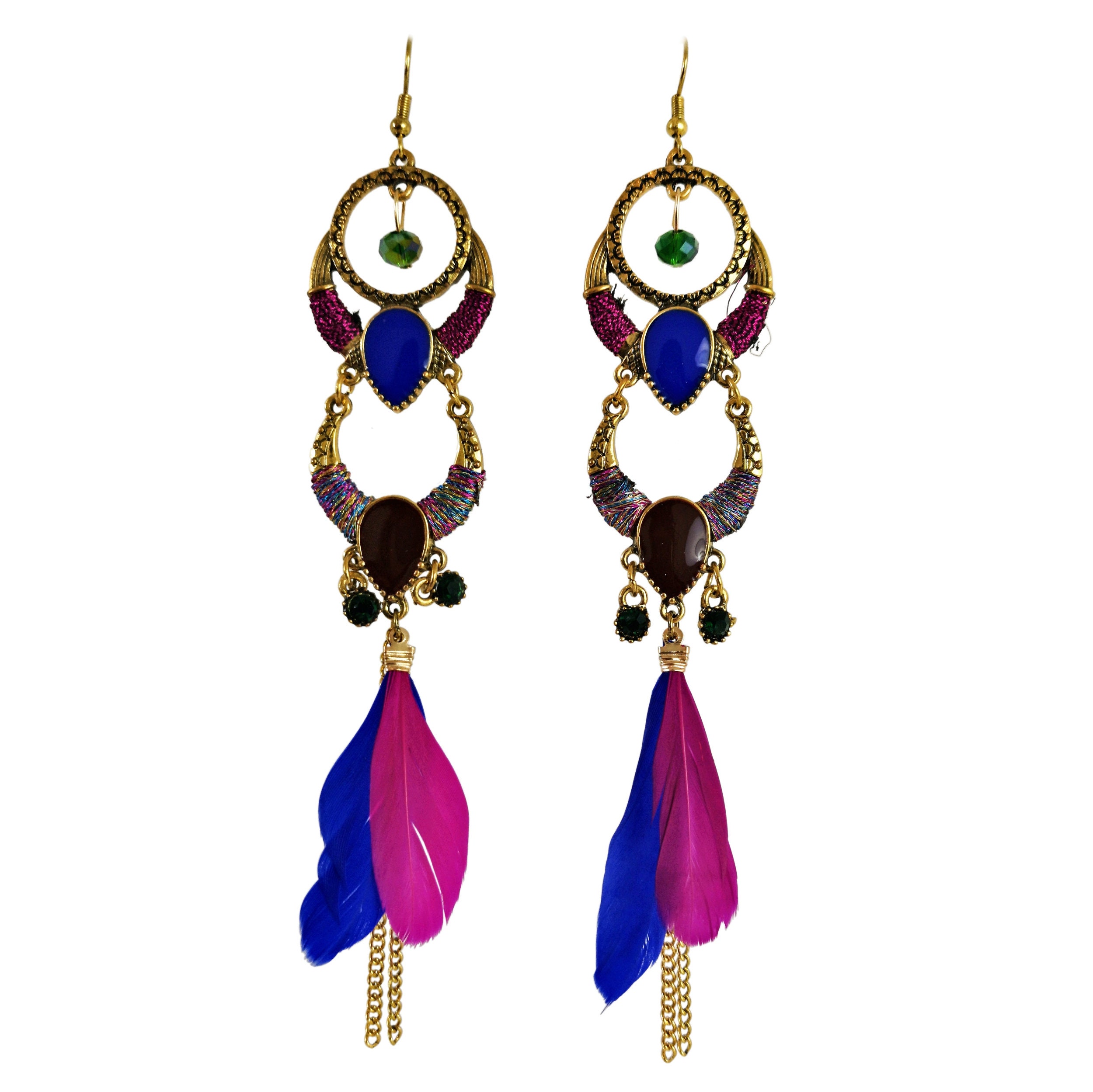 Feather Dangle Bohemian Earrings Valentine Anniversary Etsy