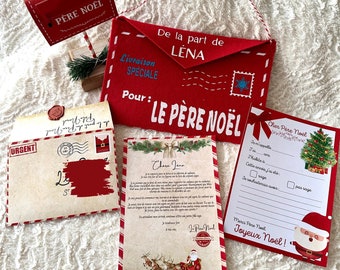 KIT PÈRE NOËL - Liste au père noël, lettre du père noël, enveloppe père noël, noël personnalisé, kit père noël personnalisé